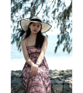 FCSE61014003 Printed High-Waisted French-Style Full Skirt Vacation Style