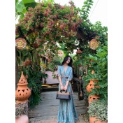 FCSE61022002 Bohemian New Exotic Vintage Waist Seaside Vacation Super Fairy Large Swing Dress