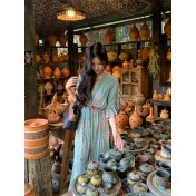 FCSE61022002 Bohemian New Exotic Vintage Waist Seaside Vacation Super Fairy Large Swing Dress
