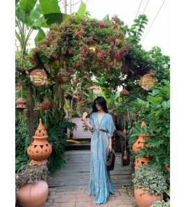 FCSE61022002 Bohemian New Exotic Vintage Waist Seaside Vacation Super Fairy Large Swing Dress