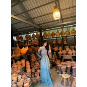 FCSE61022002 Bohemian New Exotic Vintage Waist Seaside Vacation Super Fairy Large Swing Dress