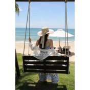 FCSE61022003 Casual High Waist Backless Suspender Long Dress Ethnic Style Seaside Vacation Dress