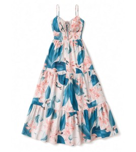 FCSE61027002 Fashionable and elegant floral print halter dress