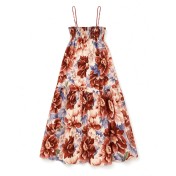 FCSE61027003 Casual Resort Style Printed Slim Fit Backless Spaghetti Strap Long Dress