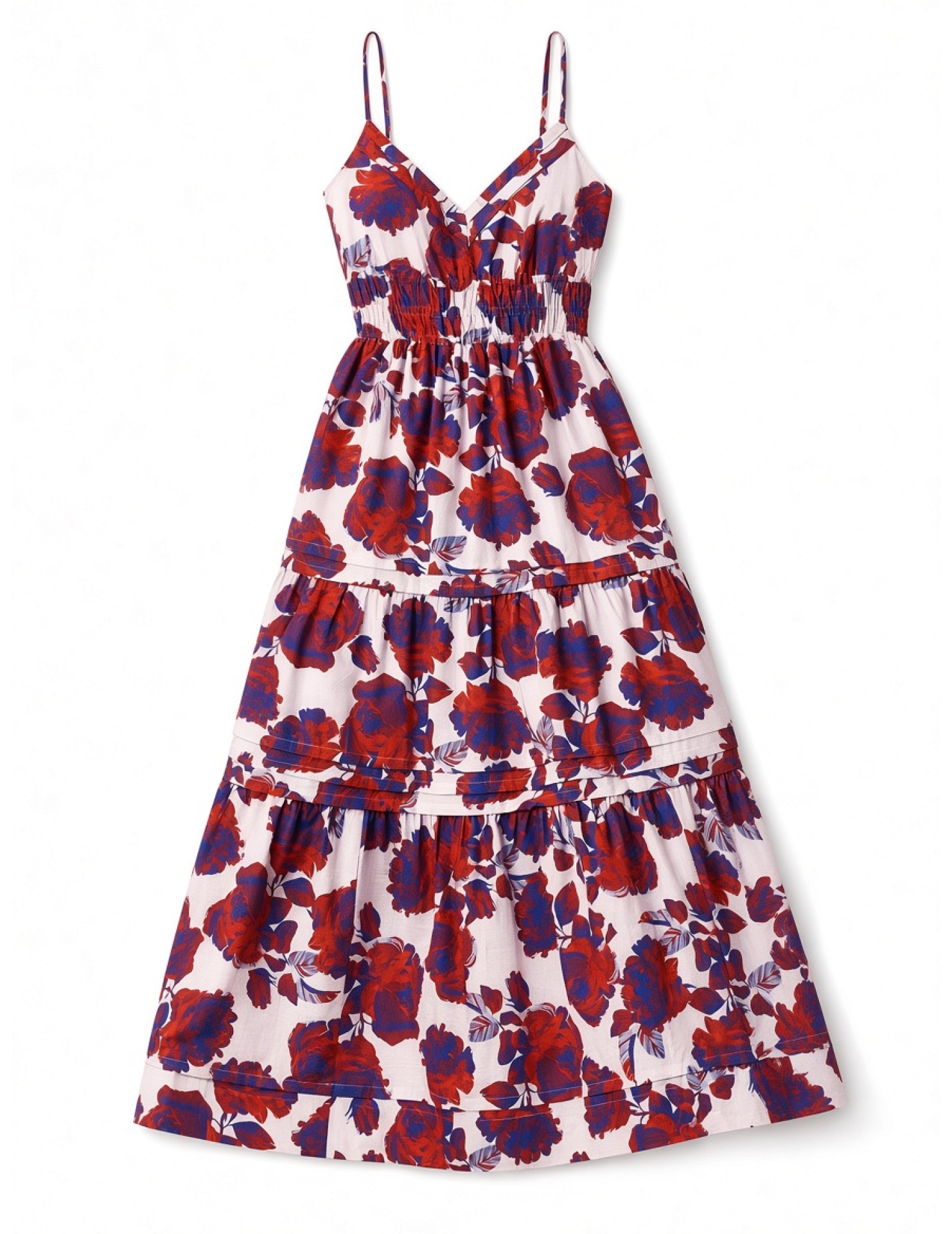FCSE61027004 Casual Style Fashionable Printed Slim Fit Spaghetti Strap Long Dress