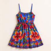 FCSE61028002 Sleeveless High-Waisted Floral Print Full-Sleeve Spaghetti Strap Dress