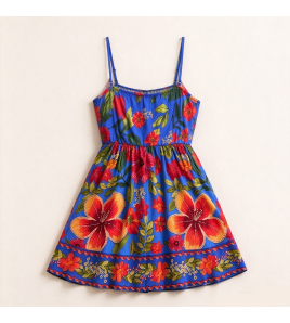 FCSE61028002 Sleeveless High-Waisted Floral Print Full-Sleeve Spaghetti Strap Dress