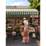 FCSE61029001 High-waisted wide-leg women's printed floral loose casual trousers