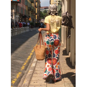FCSE61029001 High-waisted wide-leg women's printed floral loose casual trousers