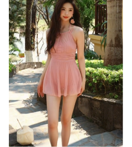 HSPN61010001 - A swimsuit for young girls with a pure yet alluring vibe, youthful, sweet, conservative, and gentle style, featuring a push-up, slim fit, and a flat-chested silhouette.