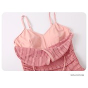 HSPN61010001 - A swimsuit for young girls with a pure yet alluring vibe, youthful, sweet, conservative, and gentle style, featuring a push-up, slim fit, and a flat-chested silhouette.