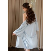 LPLT61004002 Satin Luxury Pajamas Set with Padded Bra, 3D Push-Up Fit, Lace Trim, Camisole, and Outer Robe