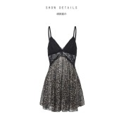 LPLT61008001 Deep V Low-Cut Push-Up Bra Pads See-Through Leopard Print Nightgown and Robe Set