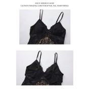LPLT61008001 Deep V Low-Cut Push-Up Bra Pads See-Through Leopard Print Nightgown and Robe Set