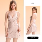 LPLT61024001A Satin Pads, Sweet Lace, Sexy Backless Printed Camisole Nightgown/Robe Set