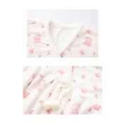 LPLT61027001 Soft and Comfortable Flannel Long-Sleeve Pajama Set with Cute Pom-Pom Print