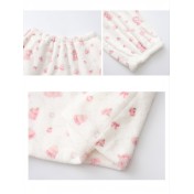 LPLT61027001 Soft and Comfortable Flannel Long-Sleeve Pajama Set with Cute Pom-Pom Print