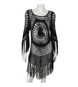 LTH6106002 Bikini Cover-up Beach Cover-up Tassel Sexy Beach Hollow-out Cover-up