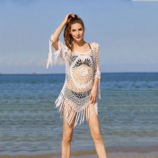 LTH6106002 Bikini Cover-up Beach Cover-up Tassel Sexy Beach Hollow-out Cover-up