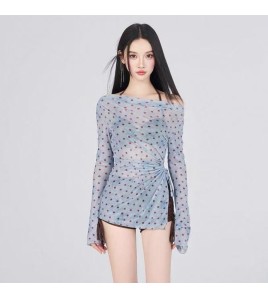 新款游泳衣女分體式三件套遮肚顯瘦聚攏小胸韓國ins風泡溫泉