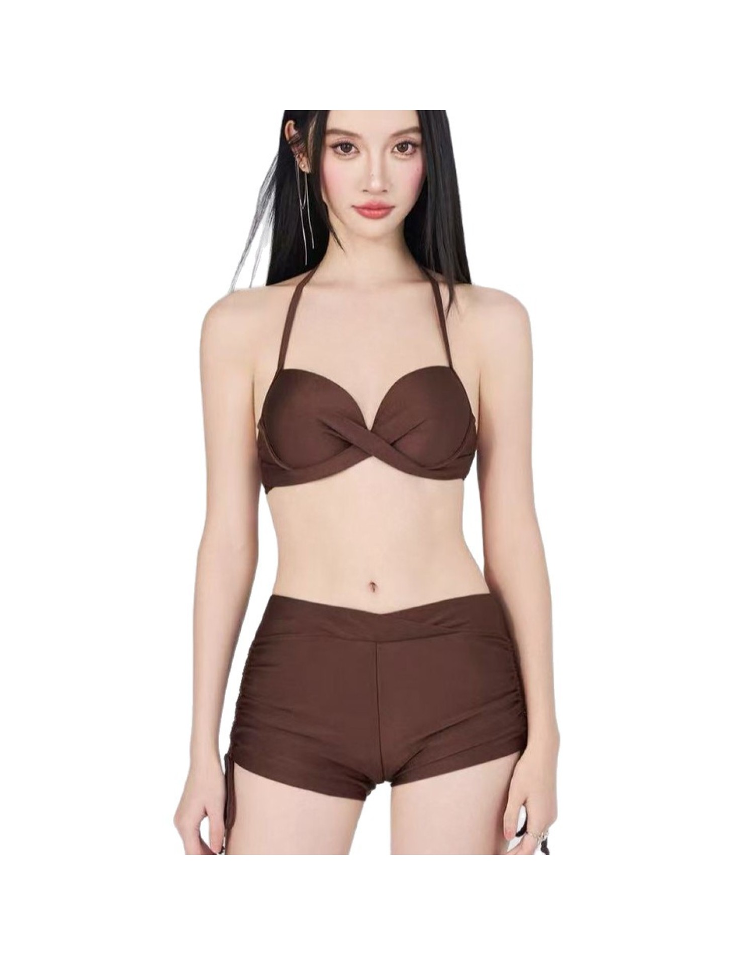 新款游泳衣女分體式三件套遮肚顯瘦聚攏小胸韓國ins風泡溫泉