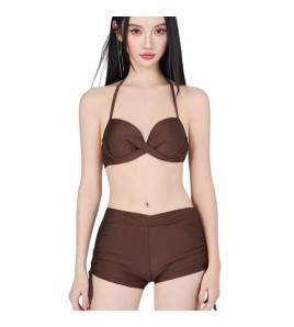 新款游泳衣女分體式三件套遮肚顯瘦聚攏小胸韓國ins風泡溫泉