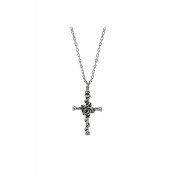 LDR3054-24mm 45cm Retro Cross Sign with Roses Necklace