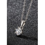 LKR1134-1 S925 Silver Moissanite  Six Claws Pendant Necklace 