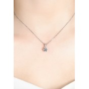 LKR1134-1 S925 Silver Moissanite  Six Claws Pendant Necklace 